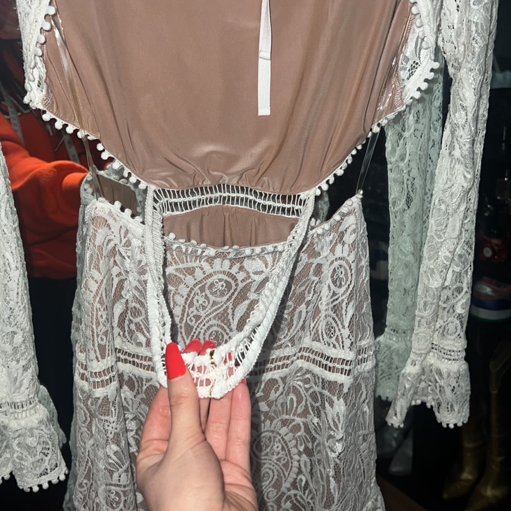 For Love & Lemons Emerie Cutout Lace Dress in White, size small - Picture 8 of 12